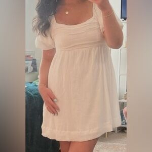 Altar'd State White Puff-Sleeve Mini Dress